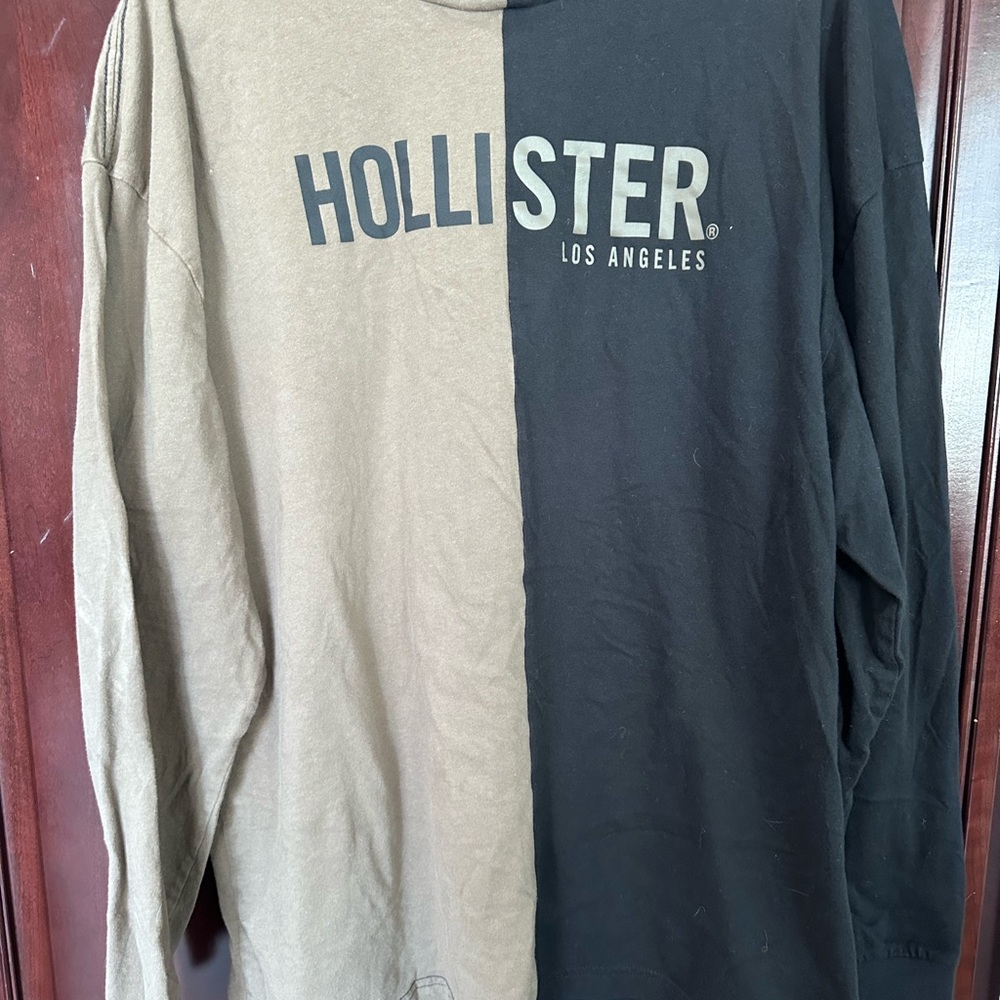 Hollister Two-Tone Long Sleeve Shirt - Black and Tan